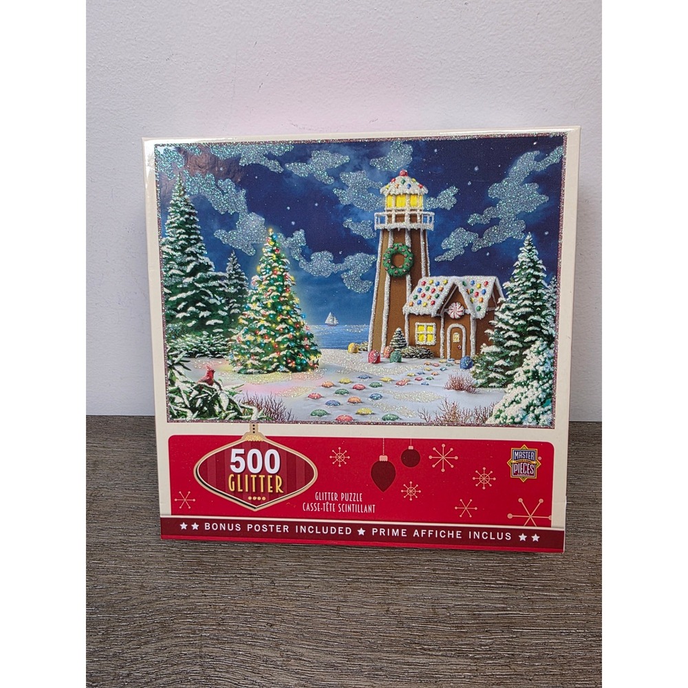 Gingerbread Lighthouse - 500 Piece Glitter Jigsaw Puzzle by Master Pieces